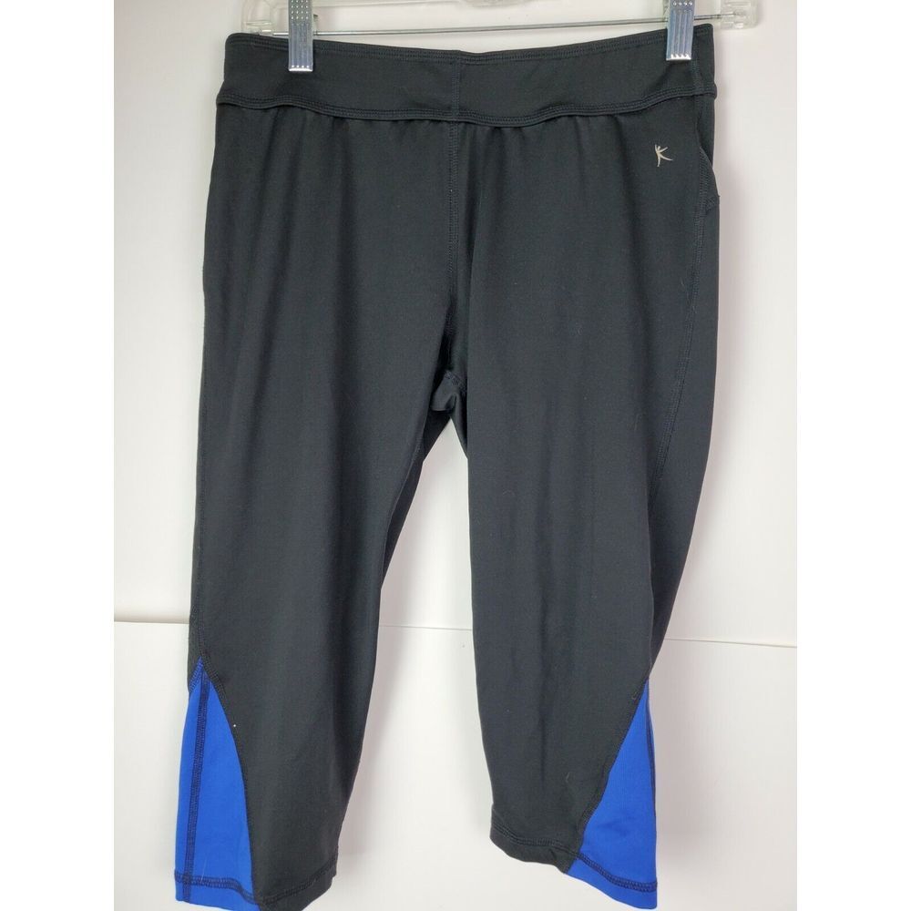 Danskin Women's Cropped Athletic Leggings Black Blue Size‎ M